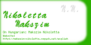 nikoletta makszim business card